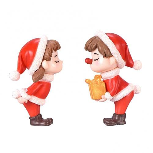 Figurine de couple de Noël ornement de bureau plastique pour bonsaï et mariage