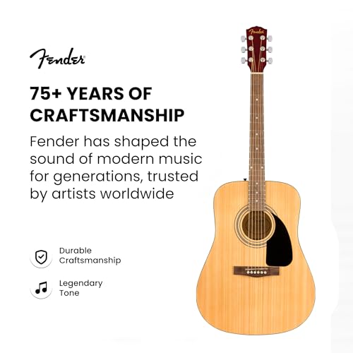 Image of Fender Dreadnought Acoustic Guitar - Natural Bundle with Gig Bag, Tuner, Strings, Strap, and Picks