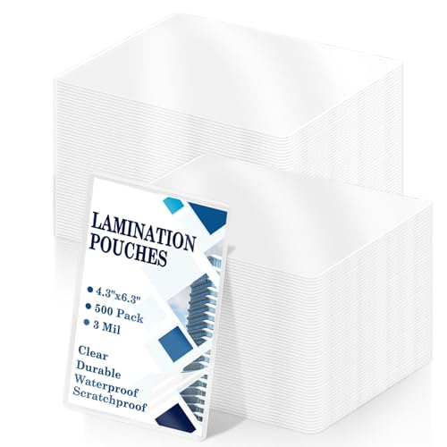 Image of 500 Pack 3 mil Thermal Laminating Pouches 4x6 Photo Size Sleeves File Card Laminate Pouches Lamination Pouches Recipe Card Laminating Pouches for Permits Index Flash Cards