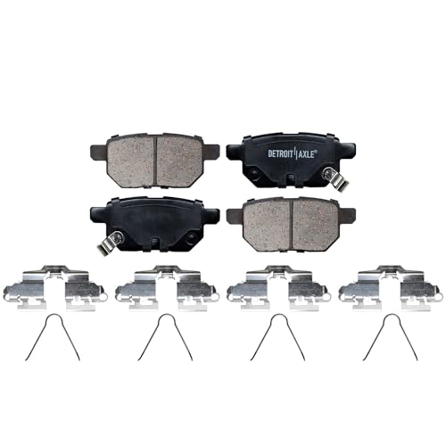 Image of Detroit Axle - Rear Brake Pads for 2010-2022 Toyota Prius 2012-2015 Prius Plug-In 2017-2018 Corolla iM 2011-2017 Lexus CT200h 2016 Scion iM, Ceramic Brake Pads with Hardware