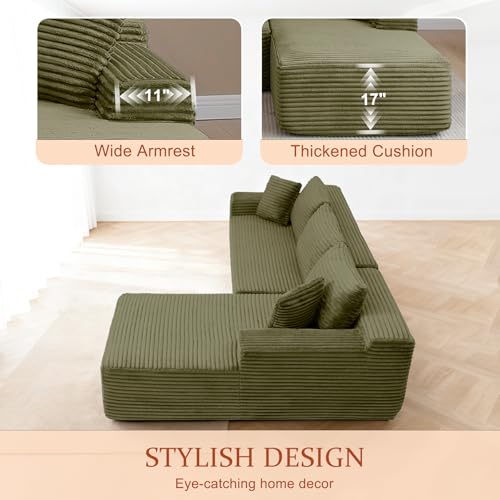 Image of 95 inch Boneless Couch for Living Room, L Shaped Modular Sectional Sofa