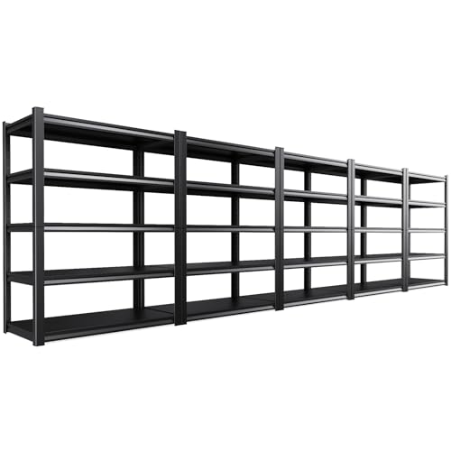 Image of 5-Pack Heavy Duty Garage Shelving for Large Storage & Garage Organization, 71 inchH x 46 inchW x 20 inchD Adjustable 5-Tier All Metal Storage Shelf for Tools, Storage Bins, Bulk Items, Warehouse & Workshop