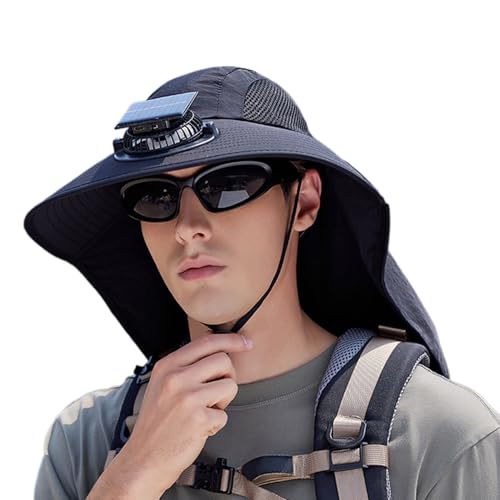 Sombrero genérico con ventiladores solares | Sombrero de ventilación solar – Protección UV impermeable con bordes anchos para senderismo, pesca, jardín, viaje a la playa