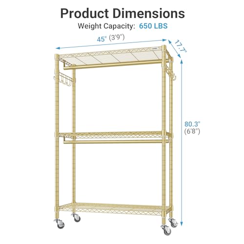 Image of VIPEK R2 Plus Rolling Clothes Rack Heavy Duty Closet for Hanging Clothes