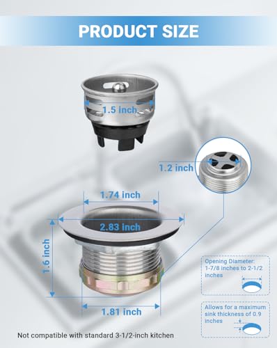 Colador para desagüe de fregadero de cocina de 2 pulgadas miniatura 2