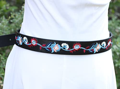 Ami Veil Women Embroidery Belts For Girls Jeans Fashion Black Belt #TOP5