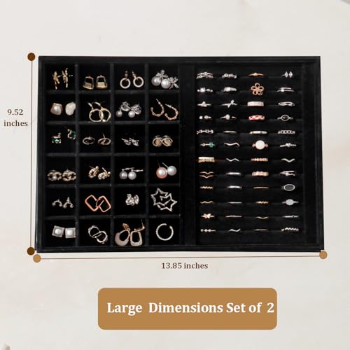 Image of Large Velvet Jewelry Tray Display Drawer Inserts 2 Pack