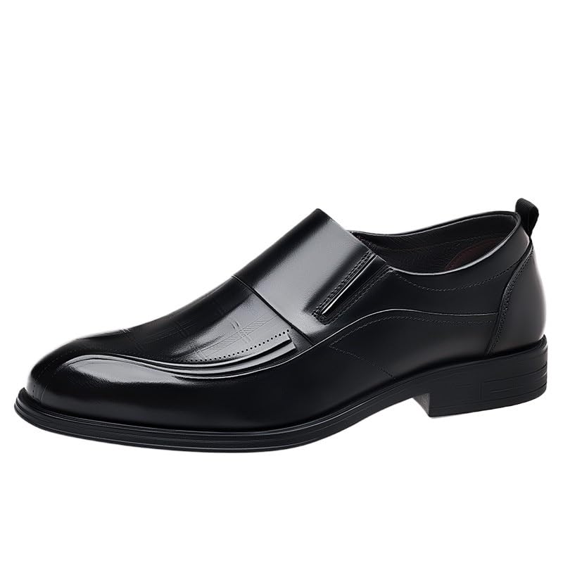 Men's Pointed Toe Wedding Shoes Business Dress Leather Shoes Men Tuxedo Comfortable Rubber Soft Sole Wingtip Slip On Shoes