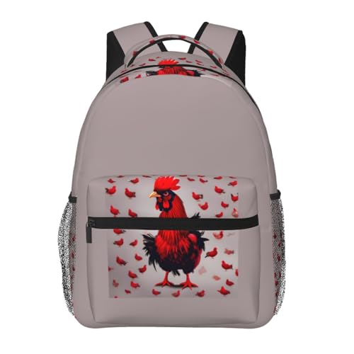 Sac à dos léger poule rouge polyvalent pour le quotidien