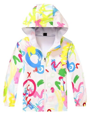 Boys Lightweight Rain Jackets Girls Waterproof Raincoats Hooded Windbreaker