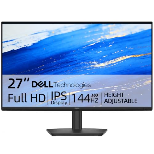 Image of Dell 27 inch FHD 144Hz Monitor, Height Adjustable, IPS LCD Monitor, 1ms MPRT, FreeSync, Ultra Thin bezels, 1000:1, Anti Glare, Low Blue Light, Flicker Free, VESA 2 x HDMI, Black