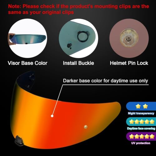 Image of PSLER Shatterproof Helmet Visor for i10 HJ-31 i70,Deep Red