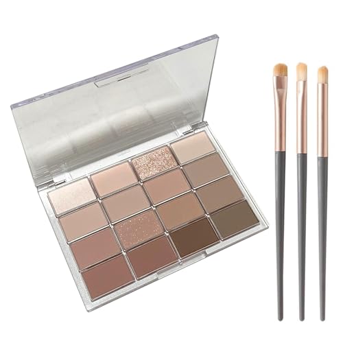 Palette de fards à paupières marron, palette de 16 couleurs, kit de maquillage pour les yeux - Brillant et mat - Haute pigmentation - Imperméable et longue...