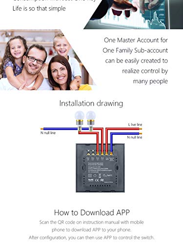 UK WiFi-Wand-Lichtschalter 2-Gang APP Fernbedienung Smart Home Wall Touch Switch, gold