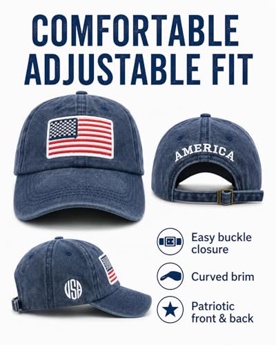 Image of 2-Pack USA Flag Hats for Men Baseball American Flag Hats for Men USA Cap USA Tactical Washed for Women