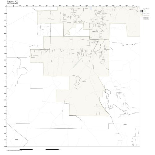 ZIP Code Wall Map of Taylor, AZ ZIP Code Map Not Laminated