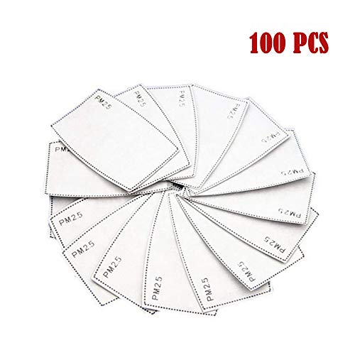 Reemplazo del filtro de máscara, filtro de carbón activado PM2.5 Filtro antivaho reemplazable de 5 capas para protección exterior para adultos (100PCS)