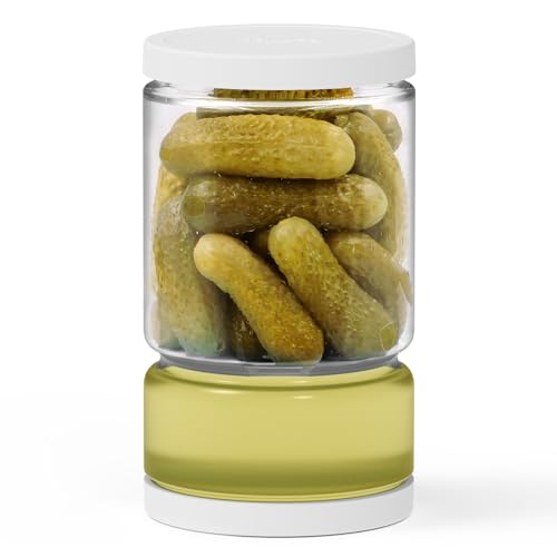 ForTidy Glass Pickle Jar with Strainer Flip for Pickle Lover - 45OZ Leakproof Airtight Juice Separator for Olive, Gherkin or Chilli, BPA Free, Dishwasher and Refrigerator Safe (White, 45 oz*1 pack)