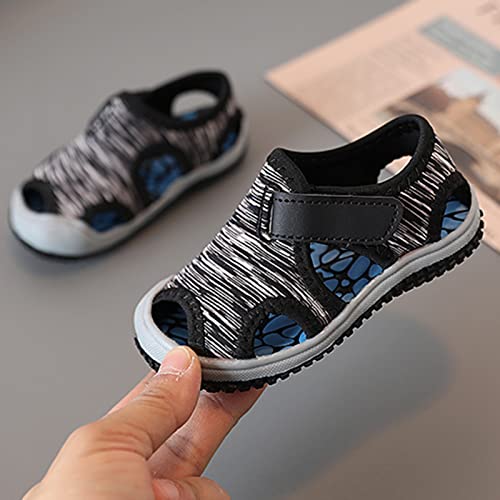Toddler Boys Girls Sandals Soft Sole Close Toe Sport Beach Sandals Non-Slip Sole Stripe Beach Shoes Summer Walking Shoes3
