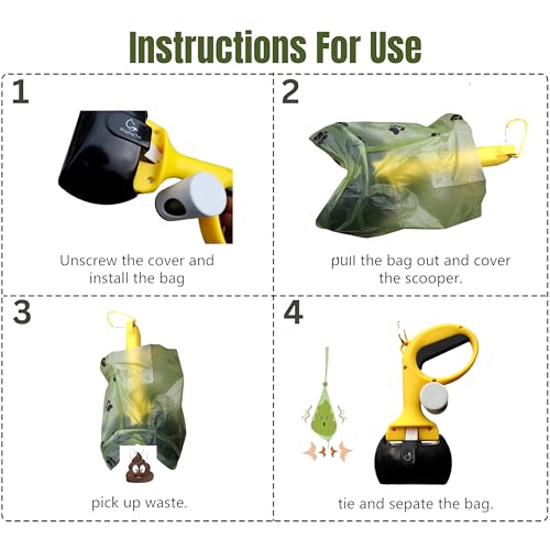 Wiggling Tail Pet Pooper Scooper for Dogs and Cats, Dog Pooper Scooper, Kid-Friendly Pooper Scooper, Portable Poop Scooper, Dog Pooper Scooper with Bag Attachment (5 Rolls Trash Bags) Wiggling Tail Pet Pooper Scooper for Dogs and Cats, Dog Pooper Scooper, Kid-Friendly Pooper Scooper, Portable Poop Scooper, Dog Pooper Scooper with Bag Attachment (5 Rolls Trash Bags)