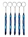 ARTMAN INSTRUMENTS Dental Mirror Stainless Steel with Blue Plasma Handle, Set of 5 Dental Mirrors Front Surface Rhodium Plasma Coated Cone Socket Threading