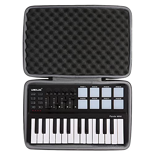 co2CREA Hard Carrying Case Replacement for ammoon Worlde Panda mini Portable Mini 25-Key USB Keyboard Drum Pad MIDI Controller