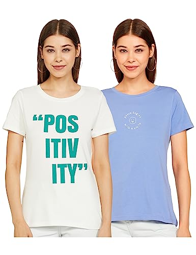 Amazon Brand - Symbol Women Cotton Blend Regular T-Shirt (SYM-AW22WTE-005_Multi 8 S)