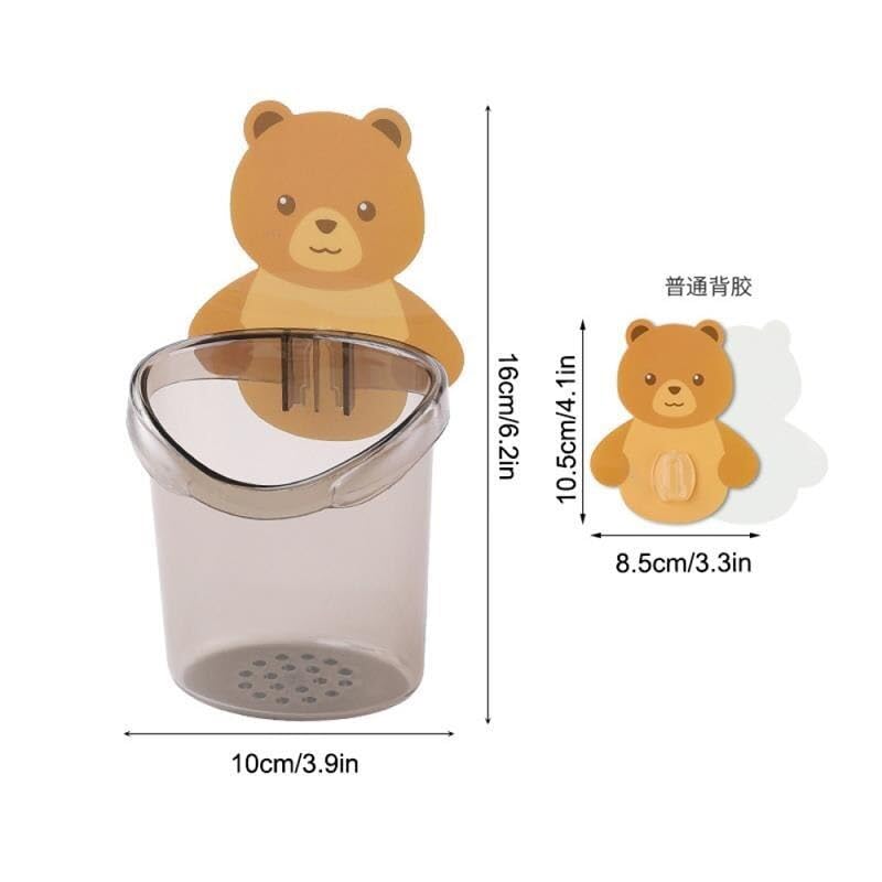 Image of QONETIC 2-Pack Panda Soap Box & Toothbrush Holder for Bathroom - Cute Teddy Design Soap Dish, Toothpaste & Brush Stand, Soap Case for Kids & Adults (2 Black Dishes + 2 Brown Holders)