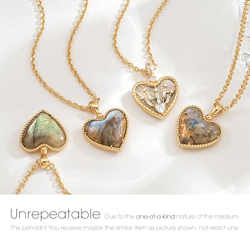 Fettero Gold Necklace for Women, 14K Gold Plated Heart Charm Necklaces for Women Double Sided Pendant Heart Necklace for Mom Wife Valentines' Day Jewelry3