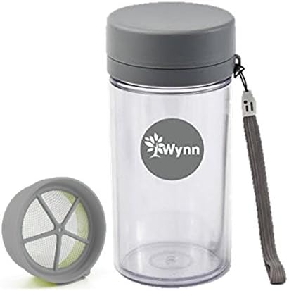 Tea Infuser Bottle for All Your Drinking Needs 12.8oz REDESIGNED: No metallic taste. Leak proof. Easy detachable micro fine mesh infuser.Anti-crack wall. -By Wynn Health