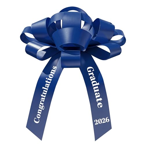 Giant 30" JumBow Magnetic Car Bow - Grad Year 2024 (Blue, White Text)