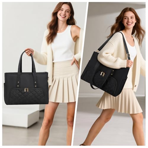 Jetviivid Laptop Tote Bag with Insulated Lunch Compartment, 15.6 Inch Work Bag Computer Handbag for Women, Lunch Tote for Office,Work, Nurse, Teacher, College, Casual,Travel, Black - Image 6