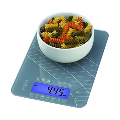 SmartHeart Digital Kitchen Food Scale with Calorie & Carb Calculator Tempered Glass | Precision Measurements | Unit conversions: oz, lbs, g, ml | 14 pre-Set Foods Cover