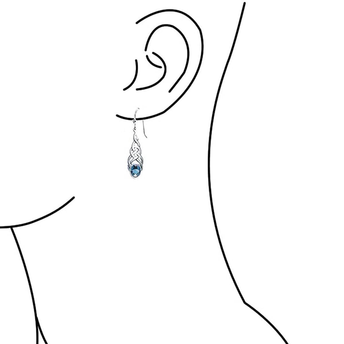 Scegli il tuo pietra preziosa 925 Celtic Knot goccia lineare orecchini design ovale forma gioielli per le donne ragazze Fish Hook Orecchini Birthstone