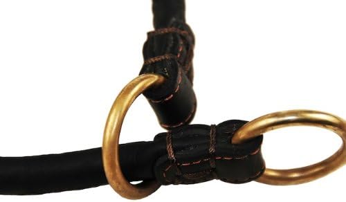 Dean & Tyler Desperado Round Leather Dog Choke Collar - Black - Size 20" Small - Fits Neck 18" - 20" Leather - Solid Brass Hardware - Beautiful Round Leather with Hand Stitching Design