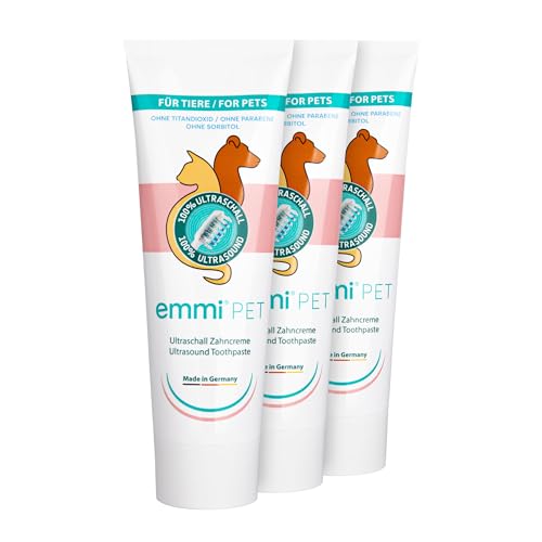 Emmi-pet 3x Hunde-Zahncreme für Ultraschall-Zahnbürste – Hundezahnpasta für alle Hunderassen – Ohne Titandioxid, Fluorid & Parabene – Vegan, schonend & ohne Tierversuche – 225 ml