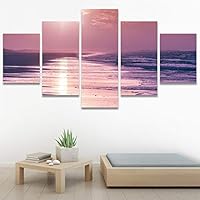 SIGNWIN 5 Panel Canvas Wall Art Modern Art Beach Coastal Expressive Global Multicolor Photography for Home Decorations Ready to Hang - 60