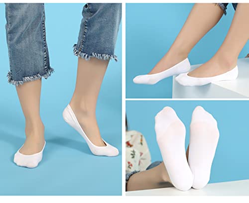 Image of 4PCS No Show Invisible Socks For Women, Cotton Pumps, Silicone Non-slip Boat Socks, High Heel Flat Socks For Girls Size 8-9.5 (4 PCS)