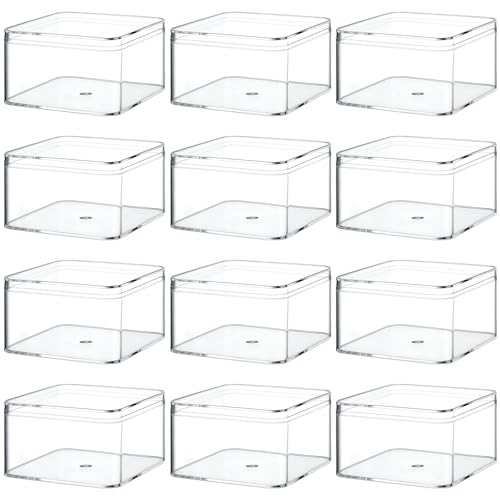 Image of Juexica 12 Pcs Clear Acrylic Boxes with Lid,Square,3.94 x 3.94 x 2.36