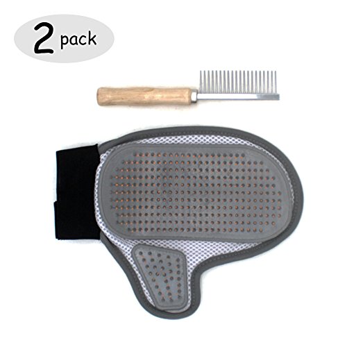 Pets Playmate Pet Grooming Glove,Gentle Deshedding Brush Glove,Efficient Pet Hair Remover Mitt,Perfect for Dog & Cat with Long & Short Fur,Pet Massage Cleaning Tool,A Efficient Glove A Comb