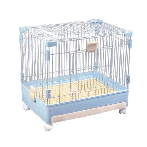 Andula イヌ ロック可能 犬猫特大ケージ 室内飼い コンビネーションサークル スチール製 引き出しトイレ付 掃除簡単 移動便利 組み立てペットルーム (ブルー,60*46*56cm)