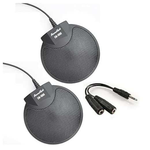 Sound Tech CM-1000 (Pack of 2) Table Top Conference Meeting Microphone with Omni-Directional Stereo 3.5mm Plug & Audio Spliter