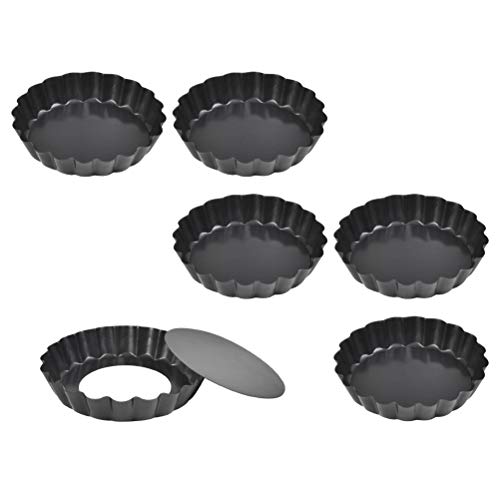 4 Inch Mini Tart Pan Set, 6 Packs Tart Pan With Removable Bottom, Nonstick Carbon Steel Quiche Pan, Pie Tart Pans with Fluted Sides