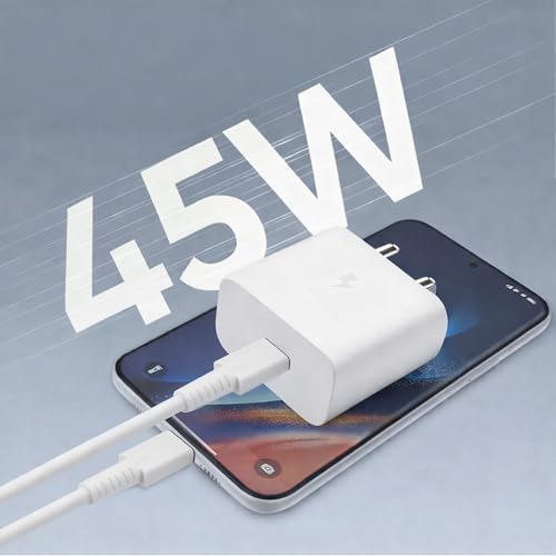 Image of KARWAN 45W Super Fast Charger Adapter [2Yrs Warranty] Compatible with Samsung Galaxy S /A /M /F /Z Series,S26 /S25 /S24 /S23 /S22 /S21 /Fe /Plus /Edge /Ultra /Flip /Fold & More,45w USB-C BIS Certified Wall Charger
