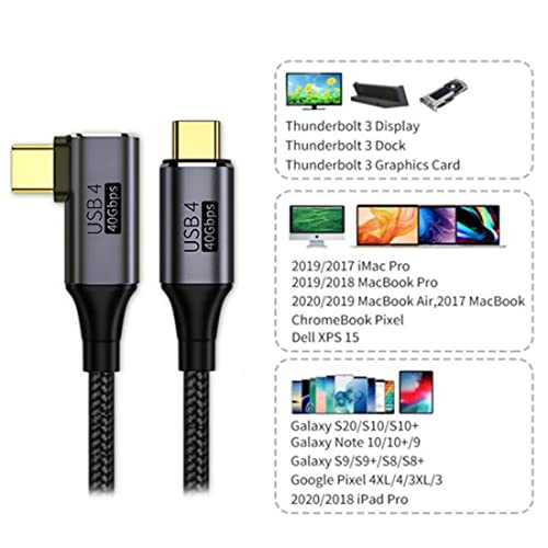 chenyang CY 90 Degree Angled USB-C to USB-C USB4 Cable 40Gbps with 100W Charging UHD 8K 5K 4K@60Hz USB4.0 Compatible with Thunderbolt3/4 0.5M - Image 3