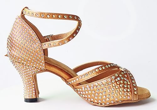 Womens Girls Heels for Dancing Rhinestones Latin Salsa Ballroom Shoes Wedding Prom Sandals X016Z3