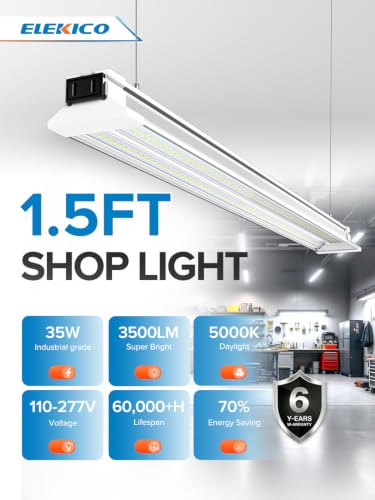 Image of 1.5FT LED Shop Lights, 35W 3500LM 5000K Ultra-Bright Linkable Shop Light