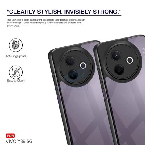 Image of AESTMO Vivo Y39 5G Back Cover | 360 Protection | Crystal Clear Hard Back Transparent | Bumper Case for Nothing Vivo Y39 5G (PC+TPU, Black Bumper)