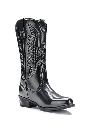 Image of IUV Cowboy Boots For Women Mid Calf Cowgirl Boots Pointy Toe Western Boot