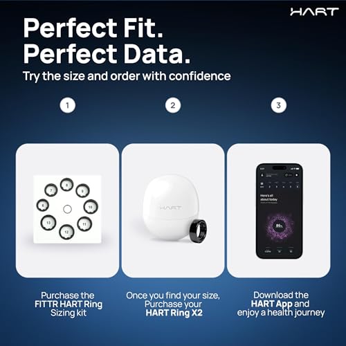Image of HART X2 Smart Ring, 8+ Days Battery, Fitness Tracker for Sleep, Recovery, Stress, Workout, Live Heartrate, Calories, Smart Ring for Men & Women,Buy Sizing Kit First, Titanium (Gunmetal Black,12)